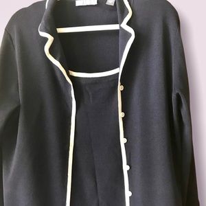 Twin set knit rayon navy/ ivory stretchy size M